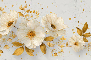 Elegant Gold and White Floral Design, a Photo by Pixeness Studio