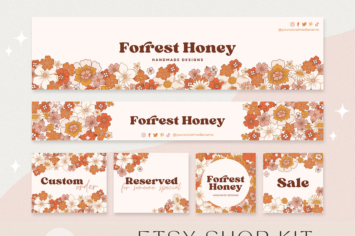 Floral Etsy Shop Kit Canva Template, a Branding & Logo Template by Summit Avenue (Photo 1 of 5)
