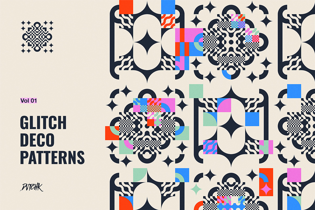 Glitch Deco Patterns Vol. 01, a Pattern Graphic by dvtchk (Photo 4 of 4)