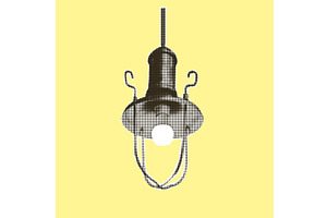 Retro lamp. Vintage bulb equipment, an Illustration by Zimages