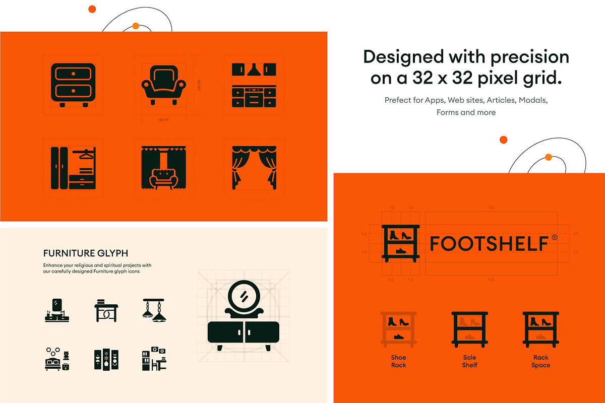 Furniture Home Interior Icons, a Solid Icon by Prosymbols (Photo 3 of 6)
