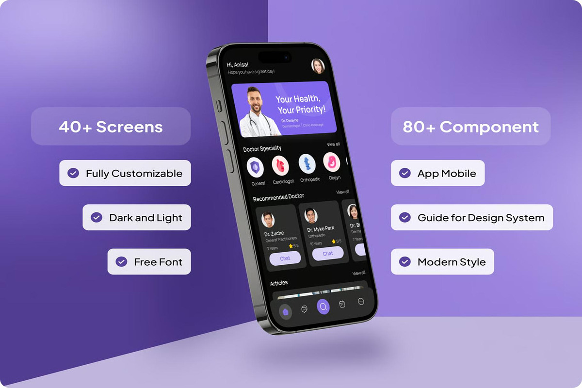 GoDoc Health Care App Mobile UI KIT, an UI Kit Template by Lumina_ui_ux202 (Photo 3 of 7)