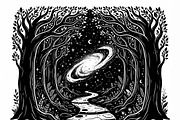 50 Mystical Galaxy Forest Silhouette, a Technology Illustration by Amazin_art (Thumbnail 18 of 34)