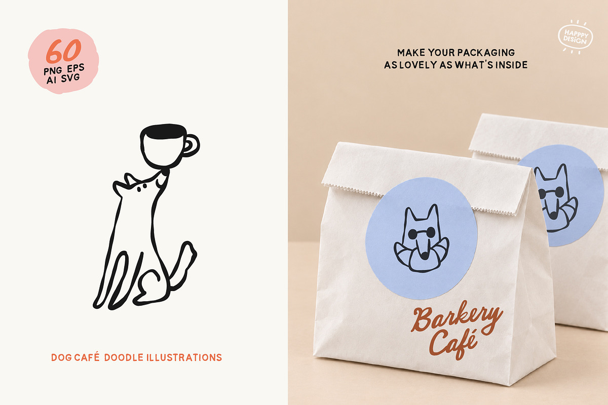 Dog & Coffee Clipart Cafe, an Animal Illustration by happpydesign (Photo 10 of 11)