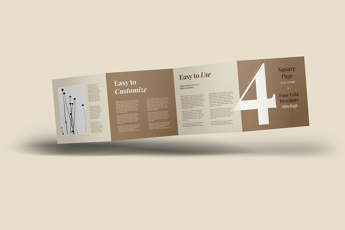 4 Fold Square Brochure Mockup, an Advertising Mockup by Illusiongraphic (Photo 6 of 19)
