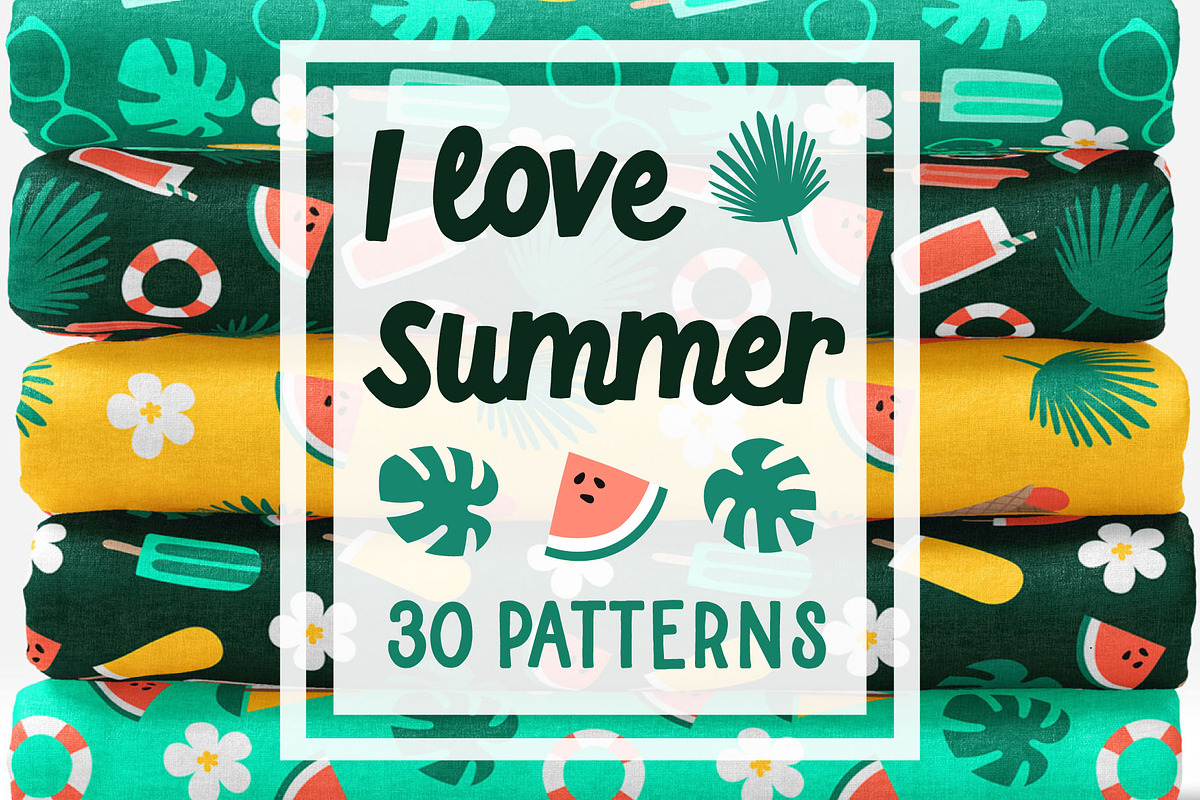 I love summer 30 seamless patterns, a Pattern Graphic by RevolutionizZed (Photo 1 of 16)