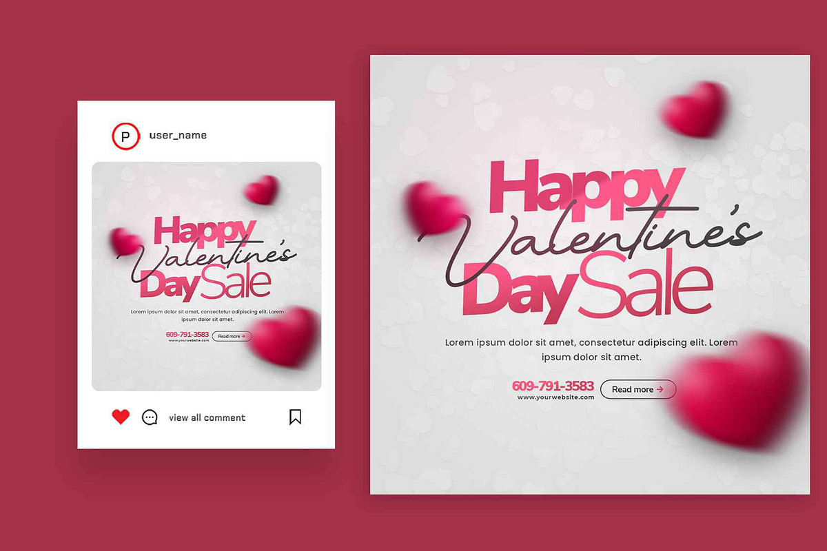 Valentines Day Instagram Bundle, a Social Media Template by Saman Osama (Photo 3 of 3)