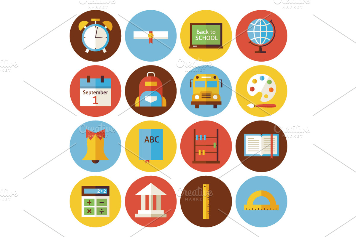 Education School Vector Flat Icons, an Icon by Anna_leni (Photo 2 of 7)