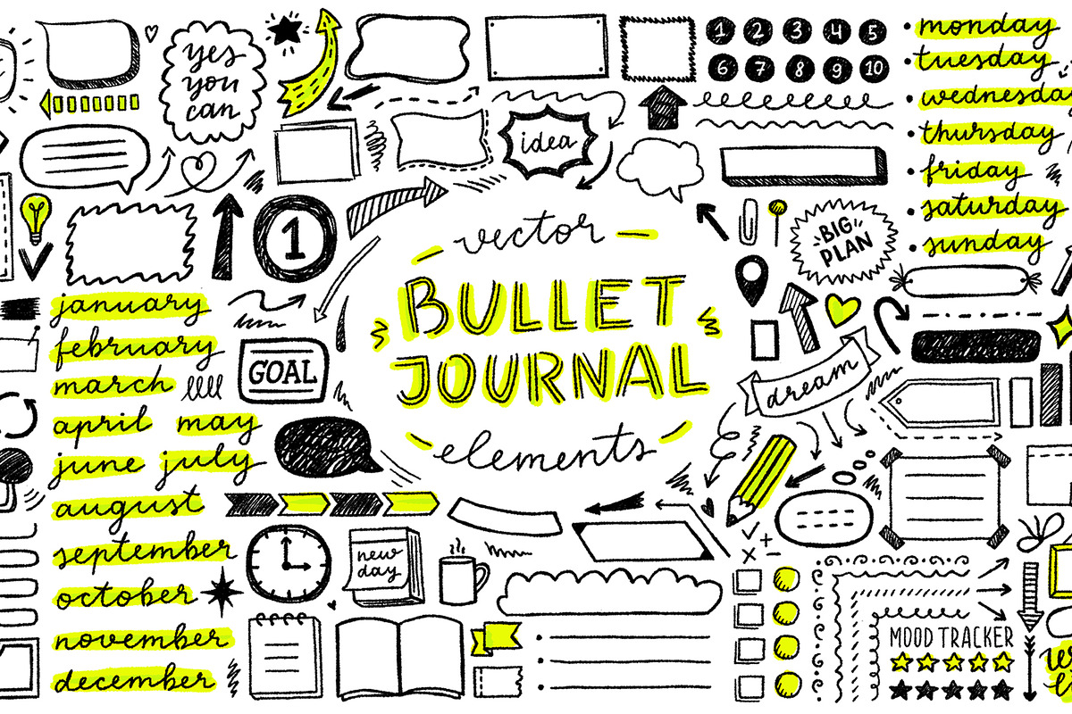 Bullet Journal vector + png, a Decorative Illustration by redcollegiya design (Photo 1 of 3)