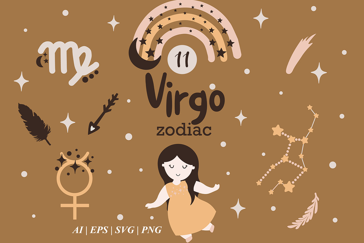 VIRGO Baby, Zodiac sign clipart, an Object Graphic by DysenkaArt (Photo 1 of 3)