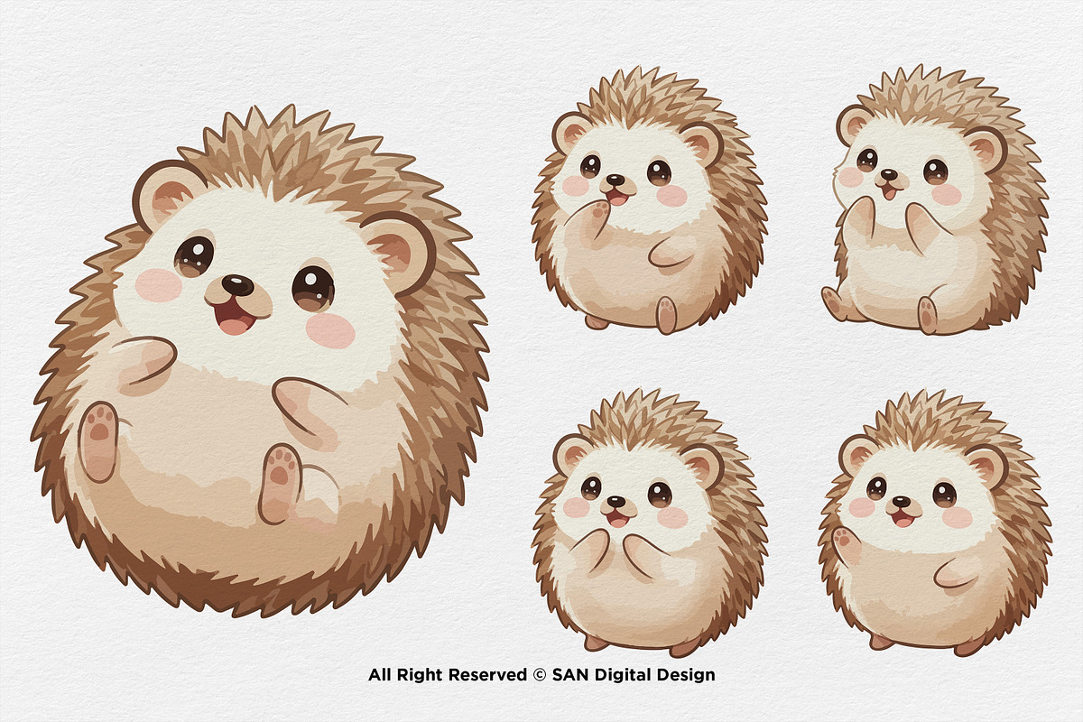 15 Bundle Watercolor Baby Hedgehog, an Animal Illustration by Morspective (Photo 6 of 8)