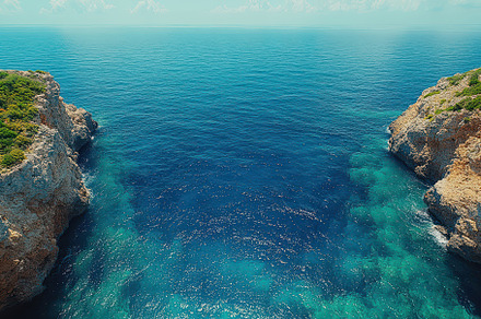 Serenity of the azure sea at the roc, a Photo by Tanuart