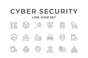 Set line icons of cyber security, an Outline Icon by motorama