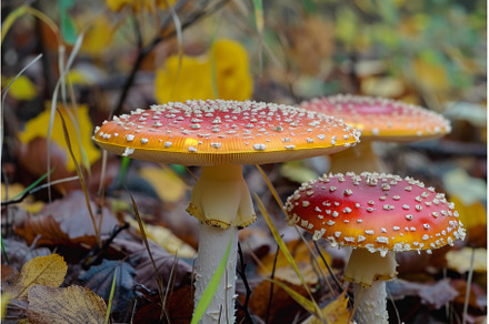 Vibrant Amanita muscaria. Generate, a Nature Photo by Ylivdesign
