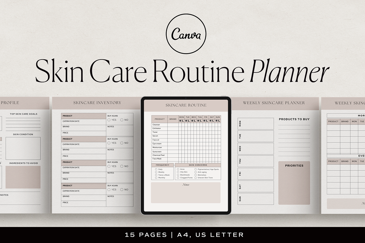 Skin Care Routine Planner Canva, a Presentation Template by HelloKarla (Photo 1 of 6)