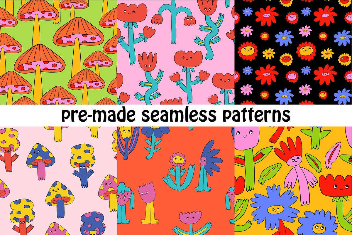 Psychedelic 80s pop art flowers, an Illustration by okchizh (Photo 5 of 9)