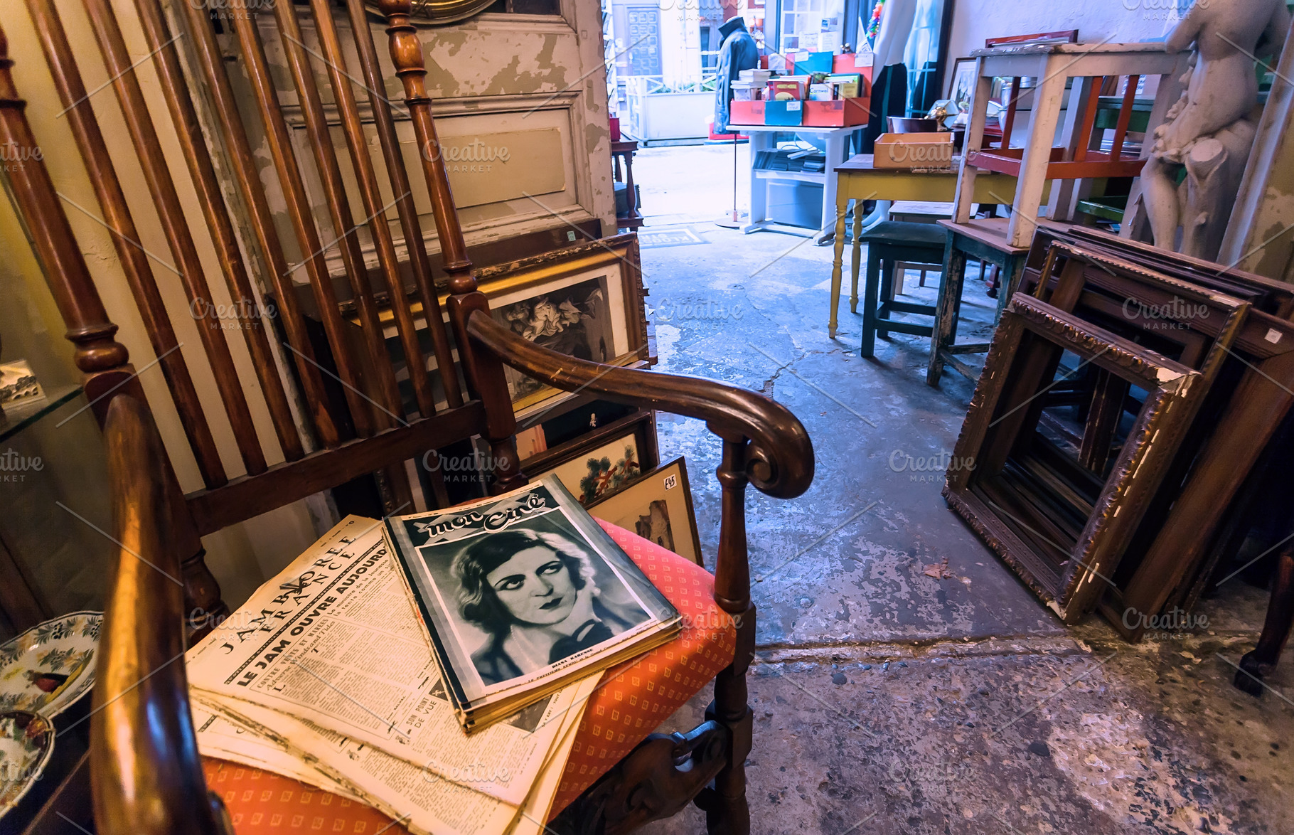 Antique newspapers in vintage shop, an Arts & Entertainment Photo by Radiokafka