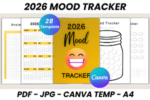 2026 Mood Tracker Canva Template, a Marketing Template by Ink Gallery