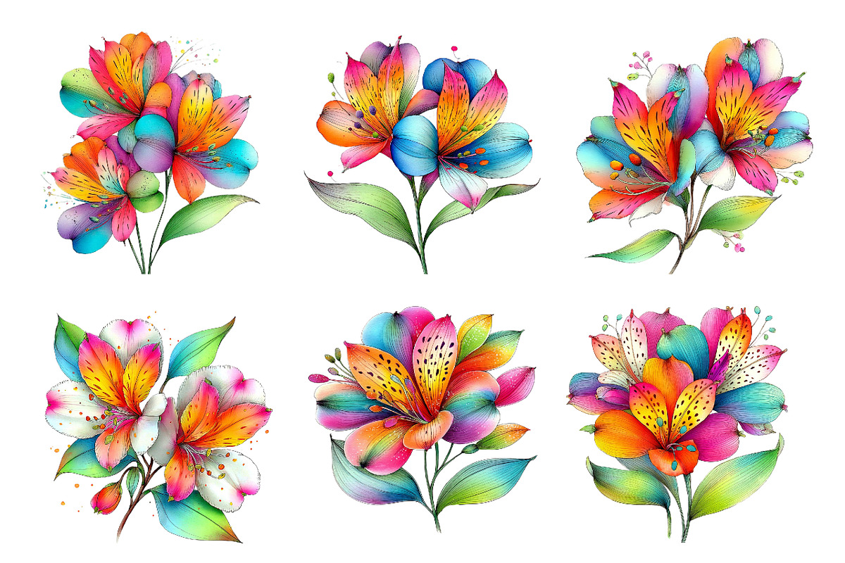 Spring Alstroemeria Flowers Clipart, an Illustration by Designworld (Photo 3 of 4)