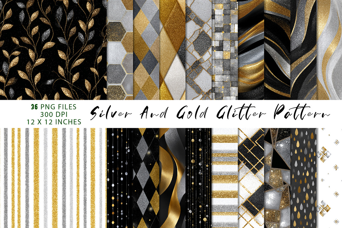 Silver and Gold Glitter Pattern, a Pattern Graphic by CreationArt (Photo 1 of 7)