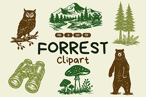 Forest Adventure Hand-Draw Clipart