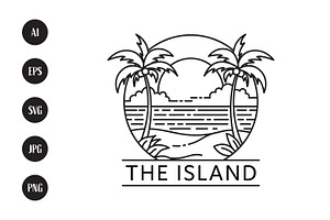Tropical island line art logo, a Branding & Logo Template by Saba Vector