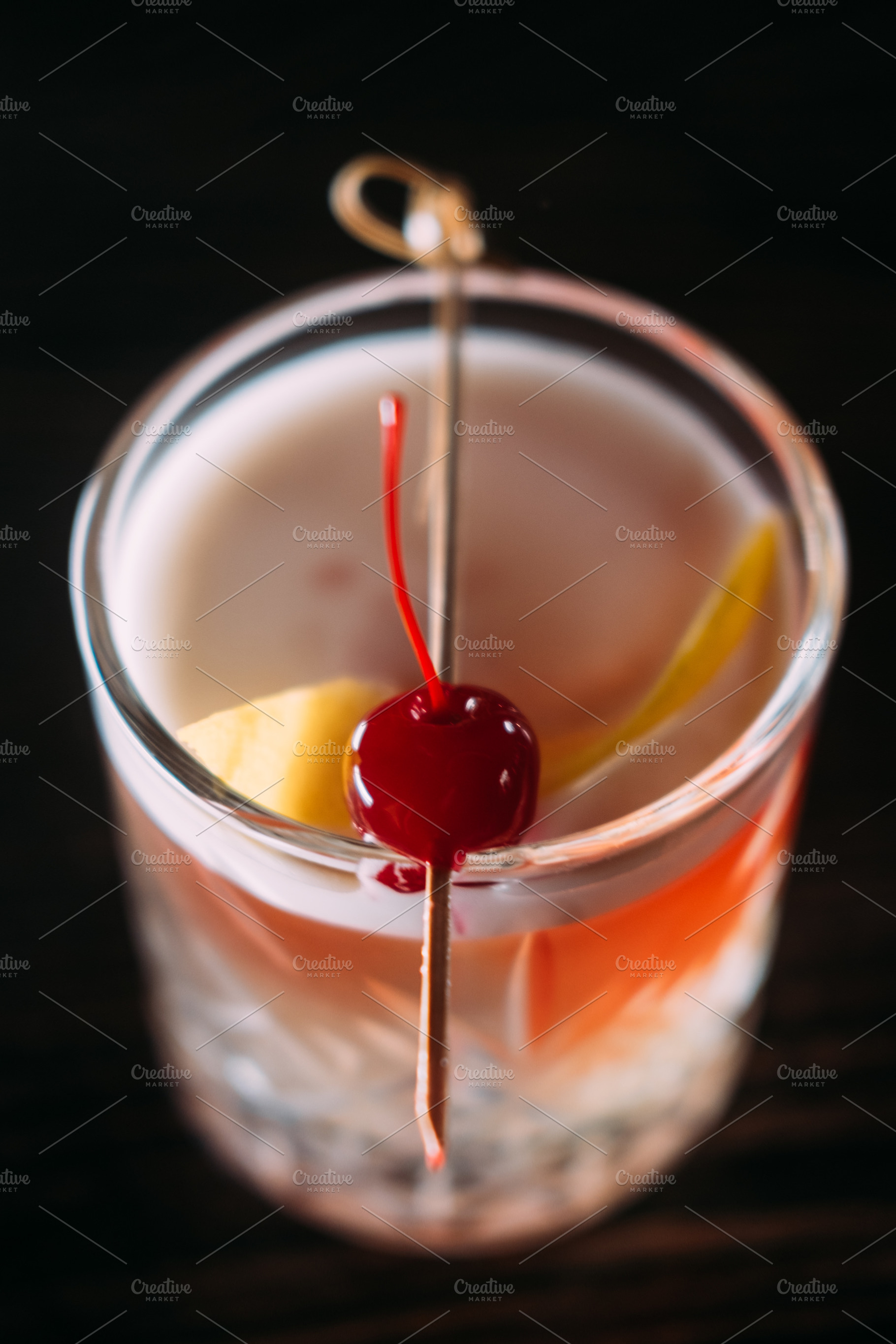 Classic cocktail refreshing alcohol drink cherry, a Food & Drink Photo by Photo Drive Studio