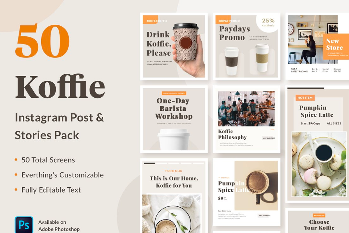 Coffe - Coffe Instagram Template, a Social Media Template by Designspace (Photo 1 of 8)