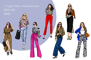 Girls In Animal Print 4 Clipart