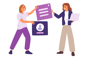 Two women exchanging information, a Person Illustration by Vectorbuum