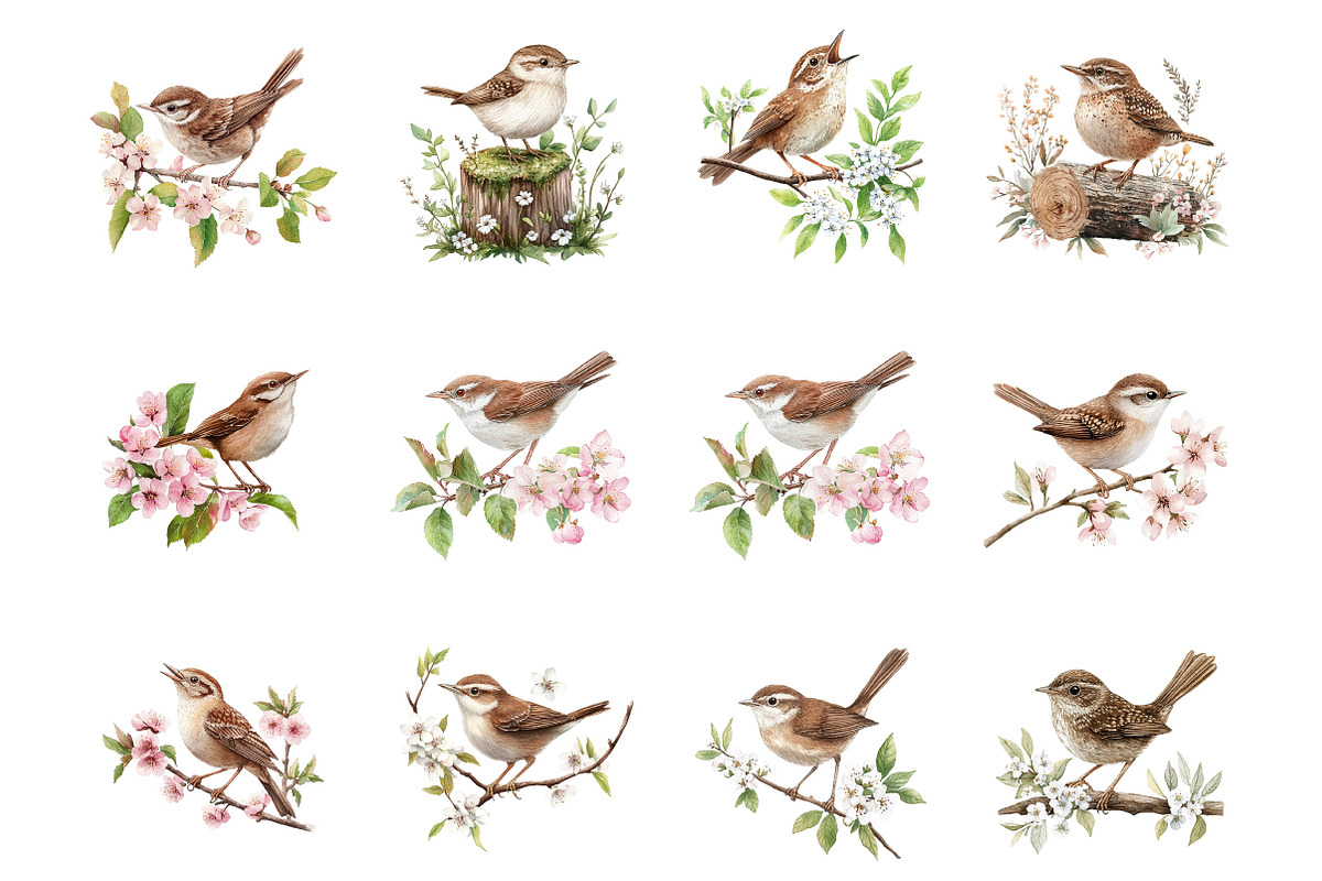 Birds and dunnock Clipart, a Seasonal Illustration by Designking (Photo 2 of 5)