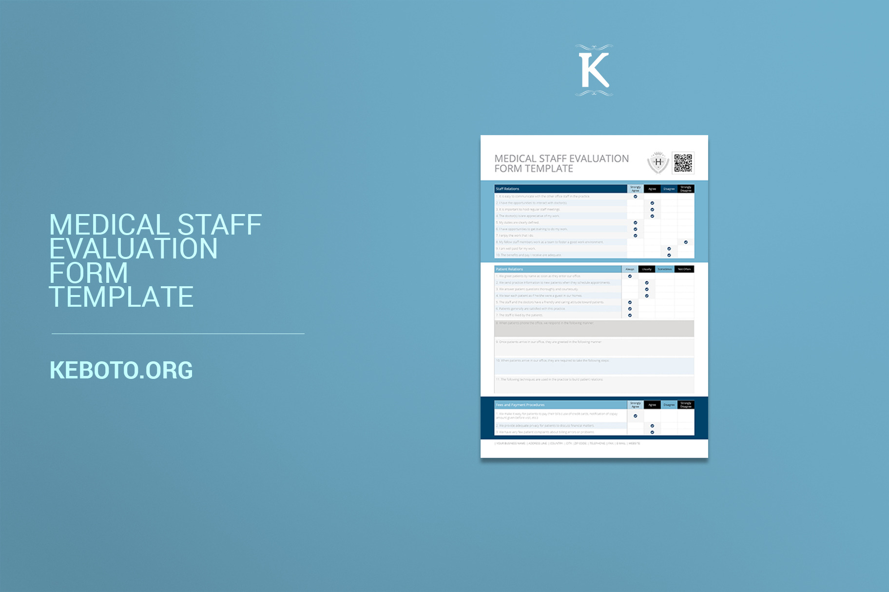 Medical Staff Evaluation Form, a Templates & Theme by Keboto