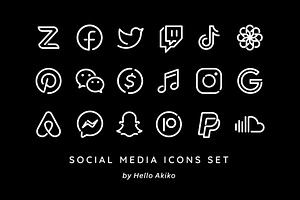 100 Minimalist App Icons / White