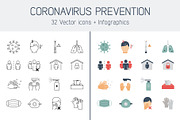 Covid 19 vector icons + Infographics, an Outline Icon by Paper Cards (Thumbnail 1 of 5)