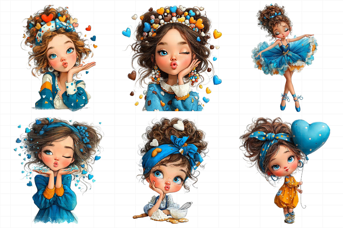Valentine Cute Girl Clipart Bundle, an Illustration by Daily.Designs (Photo 6 of 7)