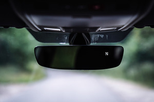 Car Interior Rear View Mirror with Compass Display, a Transportation Photo by Red Hot Chili Pepper Shop