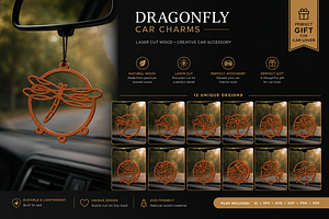 Dragonfly Car Charms laser Cut