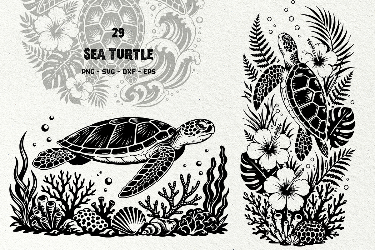 Sea Turtle Tropical SVG Graphics, a Decorative Illustration by DENIDigitalArtSudio (Photo 1 of 7)