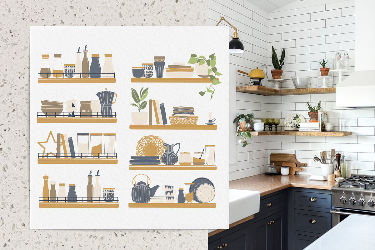 Abstract Kitchen vector clipart, a Decorative Illustration by ArtPavo (Photo 4 of 13)