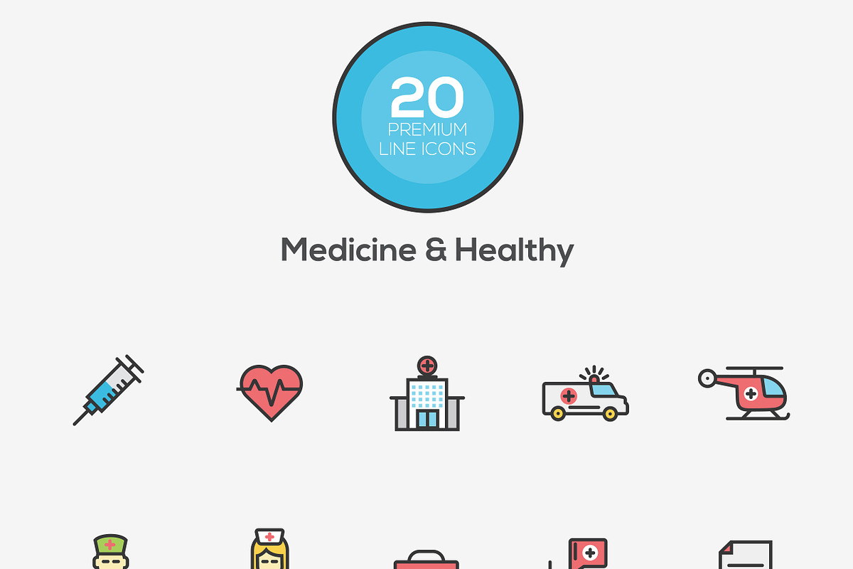 Set of modern Color Line Design icon preview 5