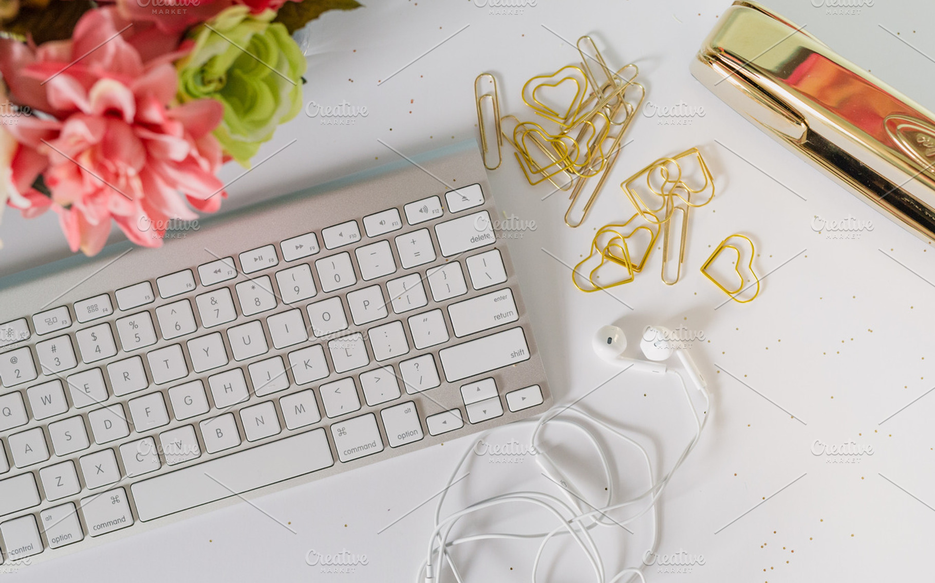 Keyboard and earbuds for office, a Business Photo by Tina Thelen Photography