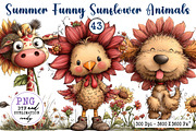Summer Funny Sunflower Animals, an Animal Illustration by CreationArt (Thumbnail 1 of 7)