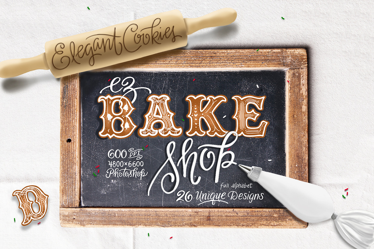 Ez Bake Shop - Cookie Lettering, a Decorative Illustration by kimpanella (Photo 1 of 5)