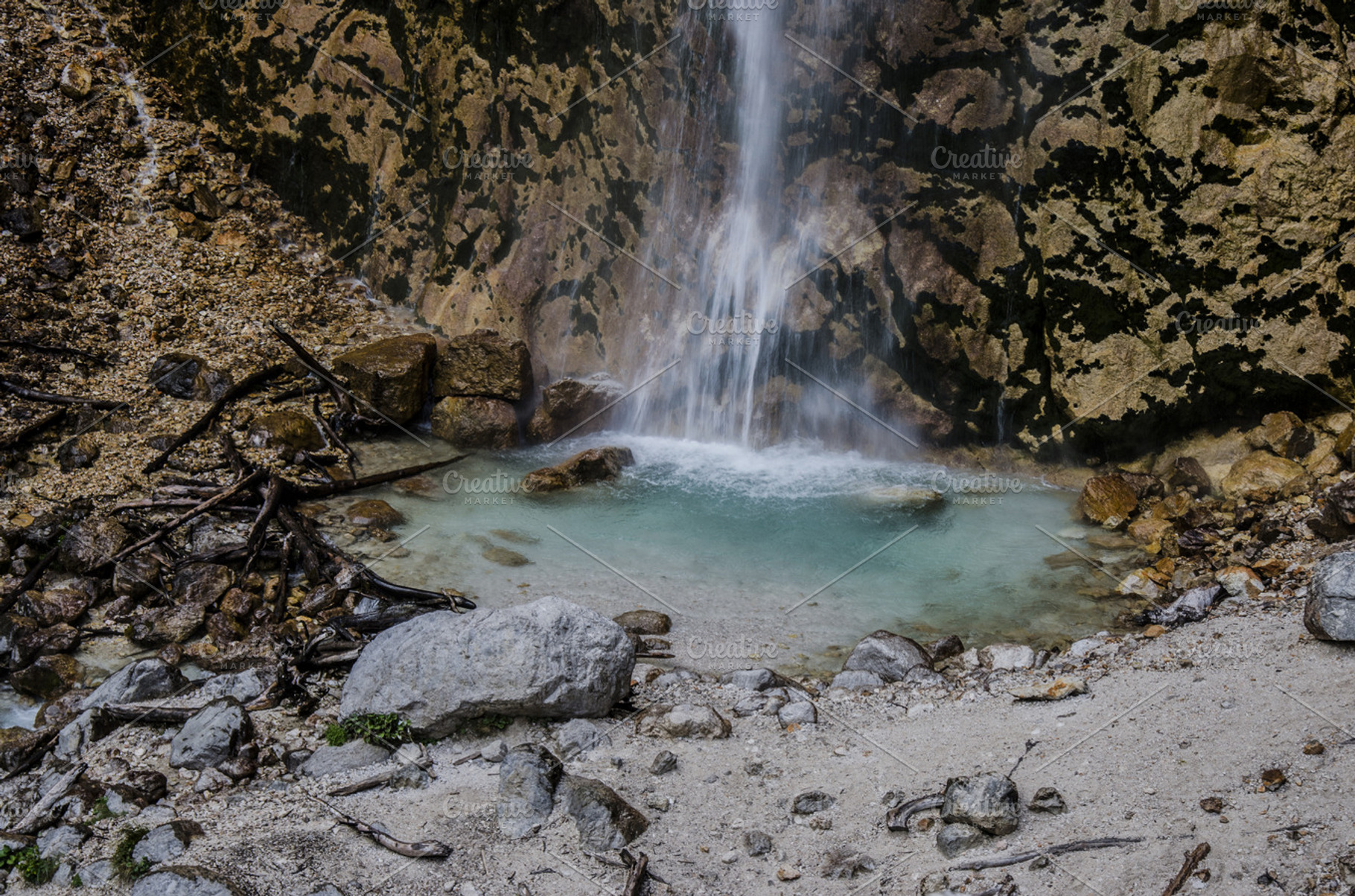 Waterfall In The Mountains Featuring Mountains Nature And Landscape