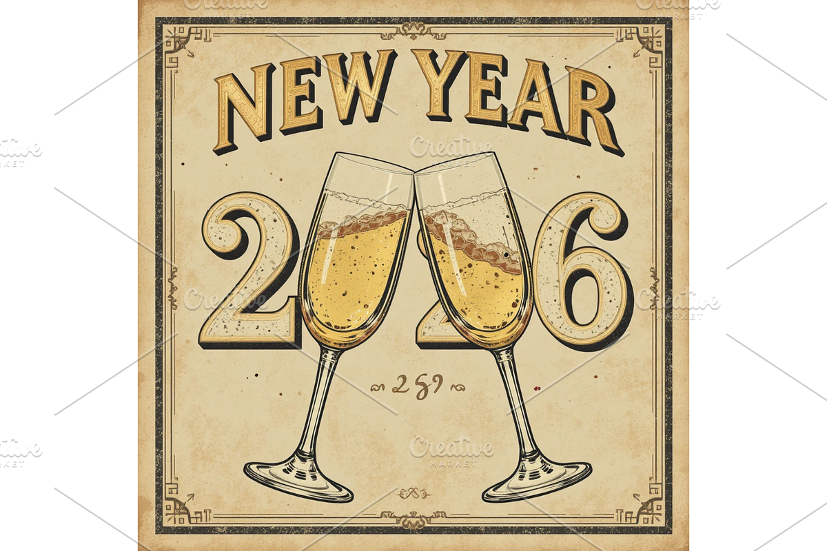 Old Vintage New Year 2026 Clipart, a Seasonal Illustration by Creative design (Photo 5 of 7)