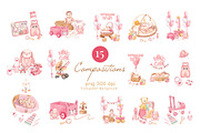 Baby Girl Gift Watercolor Hand Drawn, a Person Illustration by CreativeValuation (Thumbnail 3 of 12)
