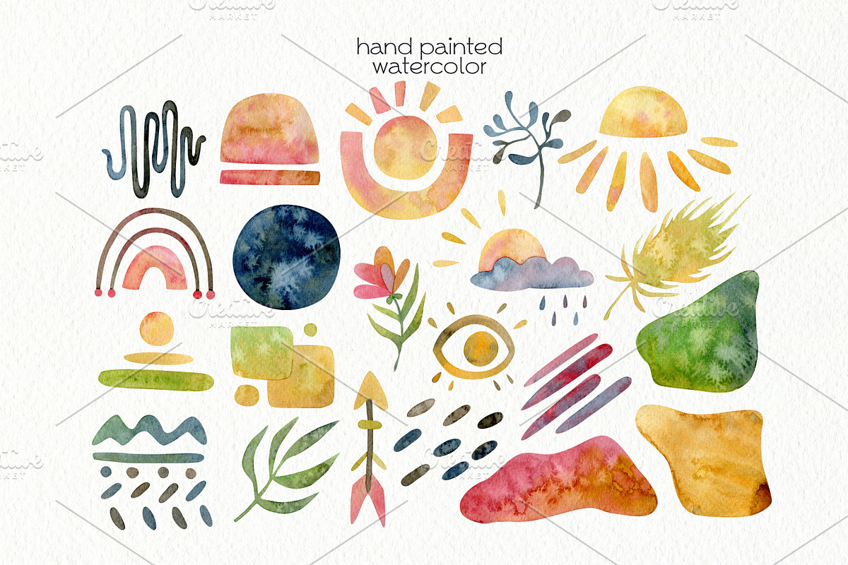 Watercolor Boho Clipart, a Decorative Illustration by OllyKo Art (Photo 4 of 7)