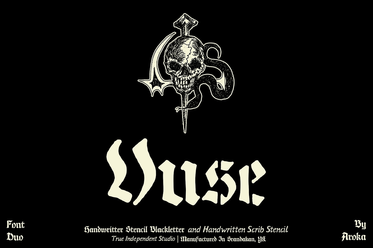 Vuse Blackletter Stencil, a Blackletter Font by AROKA (Photo 1 of 6)