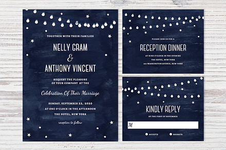 Printable Celestial Wedding Set PSD, an Invitation Template by Pixejoo