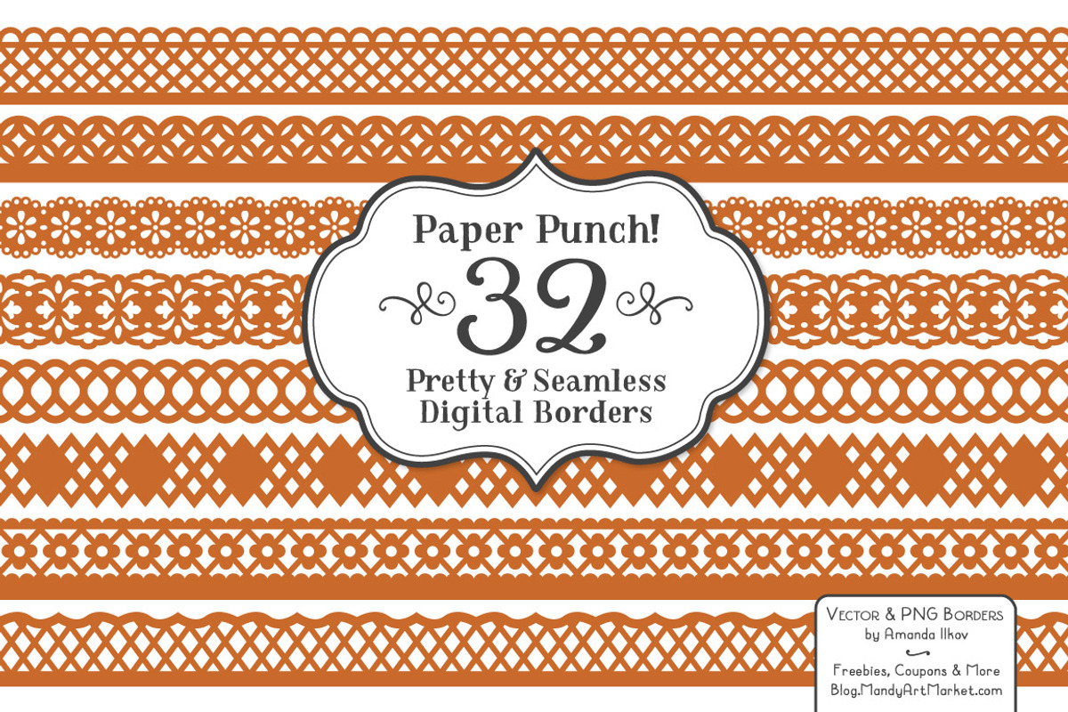 Pumpkin Lace Border Clipart, an Illustration by Amanda Ilkov (Photo 1 of 5)